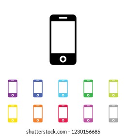 An Illustrated Icon in an array of colours on a White Background -  Mobile Phone