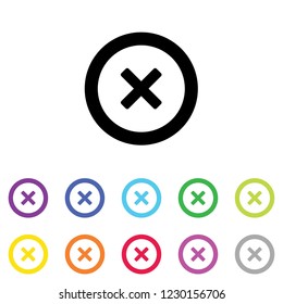 An Illustrated Icon in an array of colours on a White Background -  Round Cross