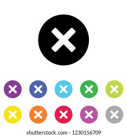 An Illustrated Icon in an array of colours on a White Background -  Round Cross Selected