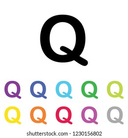 An Illustrated Icon in an array of colours on a White Background -  Q