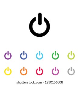 An Illustrated Icon in an array of colours on a White Background -  Power