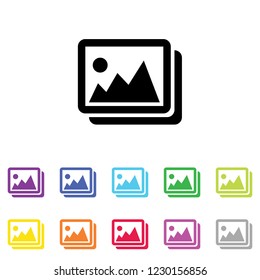 An Illustrated Icon in an array of colours on a White Background -  Photographs