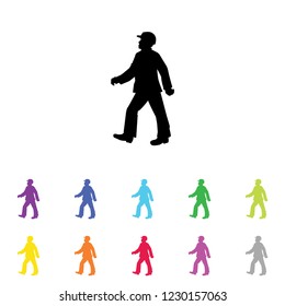 An Illustrated Icon in an array of colours on a White Background -  Man with Safety Hat