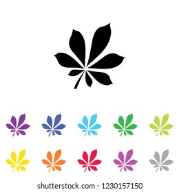 An Illustrated Icon in an array of colours on a White Background -  Leaf