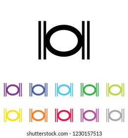 An Illustrated Icon in an array of colours on a White Background -  Double Whole Note