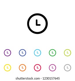 An Illustrated Icon in an array of colours on a White Background -  Clock