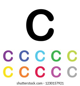 An Illustrated Icon in an array of colours on a White Background -  C
