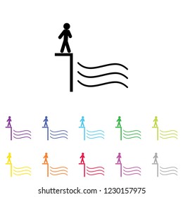 An Illustrated Icon in an array of colours on a White Background -  Beware of Water