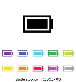 An Illustrated Icon in an array of colours on a White Background -  Battery