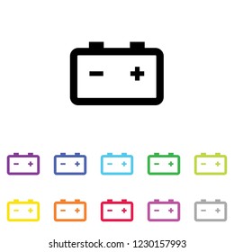 An Illustrated Icon in an array of colours on a White Background -  Battery Alert