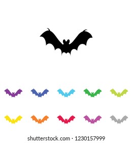 An Illustrated Icon in an array of colours on a White Background -  Bat2