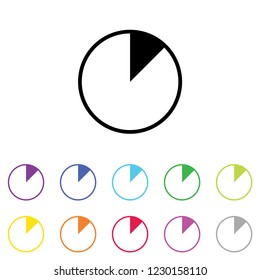 An Illustrated Icon in an array of colours on a White Background -  12 Percent Pie Chart