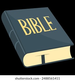 Illustrated icon of the Bible, featuring a closed book with "Bible" written on the cover. Ideal for religious, spiritual, and educational themes in digital and print media.