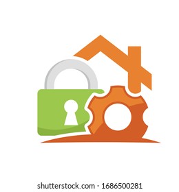 Illustrated icon with the concept of automatic home security management.
