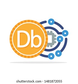Illustrated icon with the concept of digital money transactions with the currency of the country of Sao Tome and Principe, Dobra