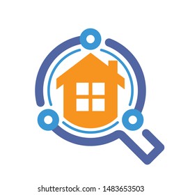 Illustrated icon with the concept of a high-tech home monitoring system