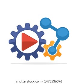 Illustrated icon with the concept of managing a multimedia business with an affiliate network program