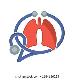 Illustrated icon with the concept of media consulting doctors, lung specialist.
