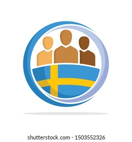 Illustrated icon with the concept of the national community of Swedish