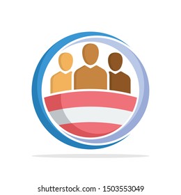 Illustrated icon with the concept of the national community of Austrian