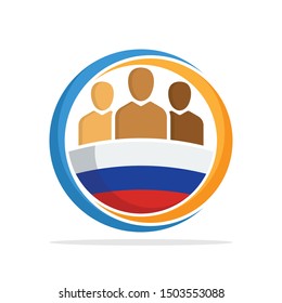 Illustrated icon with the concept of the national community of Russian