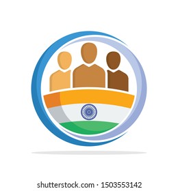 Illustrated icon with the concept of the national community of Indian