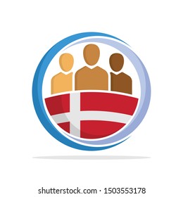 Illustrated icon with the concept of the national community of Danish