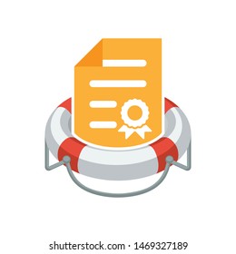 Illustrated icon with the concept of saving a certificate