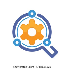 Illustrated icon with the concept of setting up a high-tech scanner system