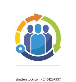 Illustrated icon with the concept of a team of technology experts for recovery services