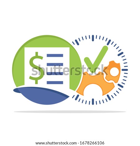 Illustrated icon with the concept of time estimation for the budget audit process