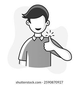 An illustrated icon of a confident man giving a thumbs-up, symbolizing approval, positivity, success, and encouragement. Great for leadership, business, and motivation-related designs.