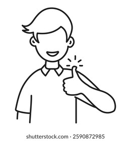 An illustrated icon of a confident man giving a thumbs-up, symbolizing approval, positivity, success, and encouragement. Great for leadership, business, and motivation-related designs.