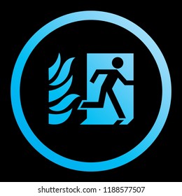 An Illustrated Icon Isolated on a Background - Fire Exit with Fire