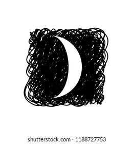 An Illustrated Icon Isolated on a Background - Waxing Crescent Moon