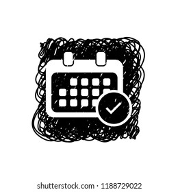 An Illustrated Icon Isolated on a Background - Rounded Calendar Accept