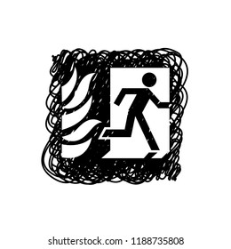 An Illustrated Icon Isolated on a Background - Fire Exit with Fire