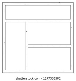 An Illustrated Icon Isolated on a Background - Web Wireframe 4 Way Split