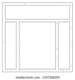 An Illustrated Icon Isolated on a Background - Web Wireframe 4 Way Split Header