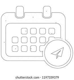An Illustrated Icon Isolated on a Background - Rounded Calendar Send