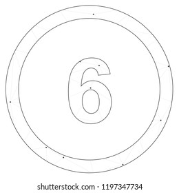An Illustrated Icon Isolated on a Background - Circle 6 Outline