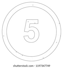 An Illustrated Icon Isolated on a Background - Circle 5 Outline