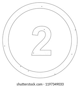 An Illustrated Icon Isolated on a Background - Circle 2 Outline