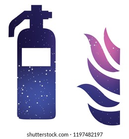 An Illustrated Icon Isolated on a Background - Fire Extinguisher with Fire