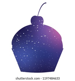 An Illustrated Icon Isolated on a Background - Cupcake with Cherry on Top