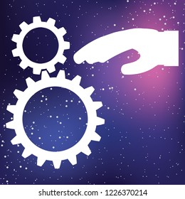 An Illustrated Icon Isolated on a Background - Hand with Cogs
