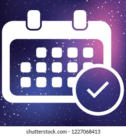 An Illustrated Icon Isolated on a Background - Rounded Calendar Accept