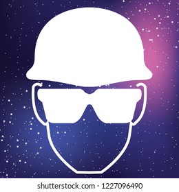 An Illustrated Icon Isolated on a Background - Safety Glasses and Helmet