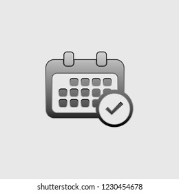 An Illustrated Icon Isolated on a Background - Rounded Calendar Accept