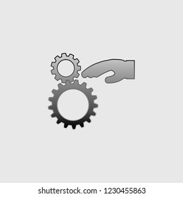An Illustrated Icon Isolated on a Background - Hand with Cogs